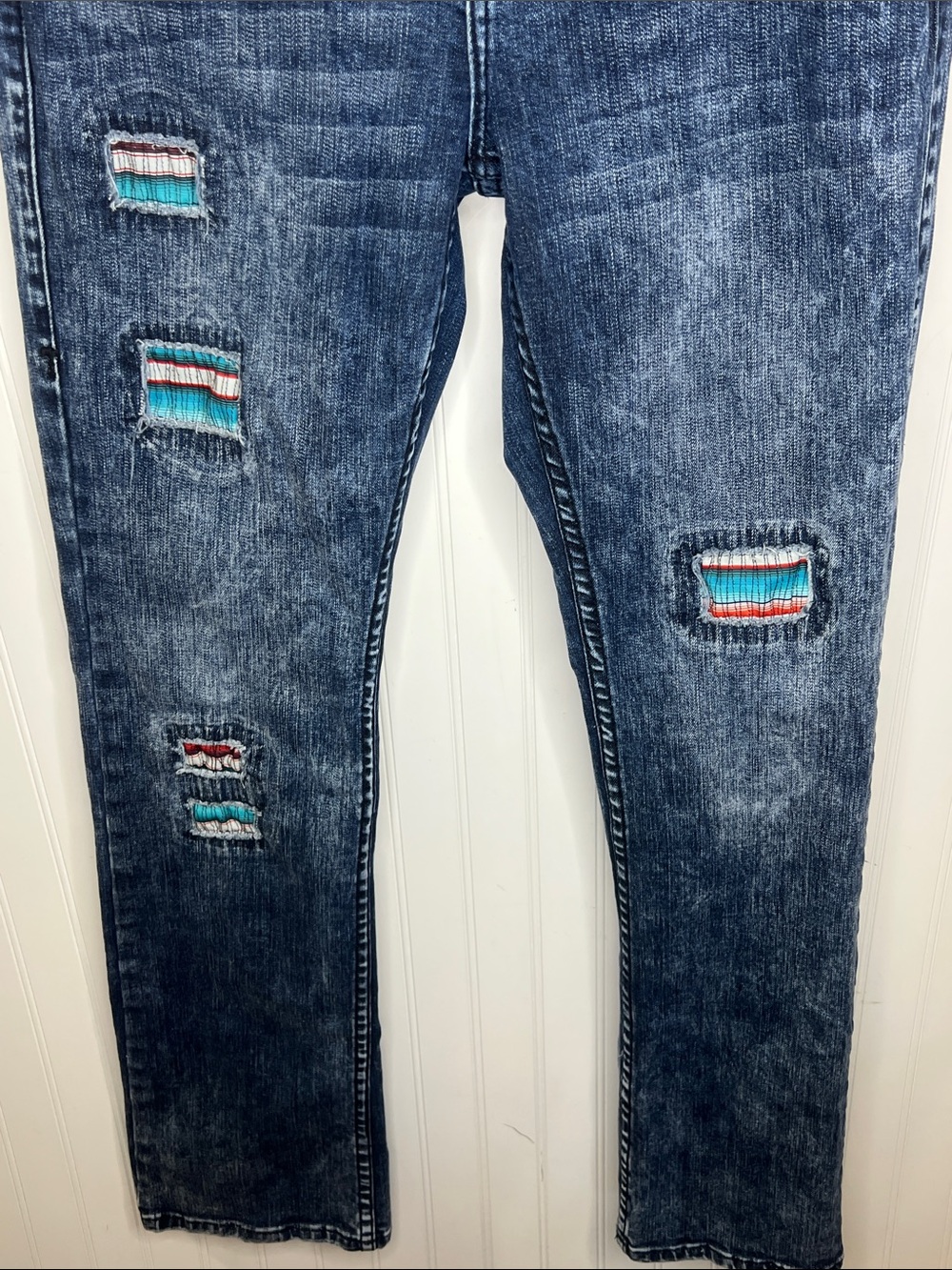 Cowgirl Tuff Serape Soul Dark Wash Straight Jeans Size 32X35 - Picture 4 of 14